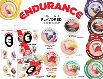 Endurance Condoms - 144 Count Wall Mount Display - Assorted Flavors