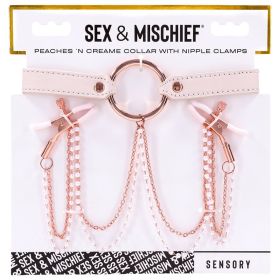S&M Peaches Ã”n CreaMe Collar with Nipple Clamps