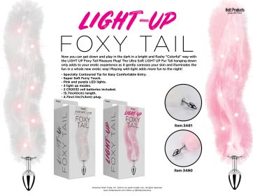 Foxy Tail - Light Up Faux Fur Butt Plug - Pink Plug - Pink